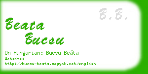 beata bucsu business card